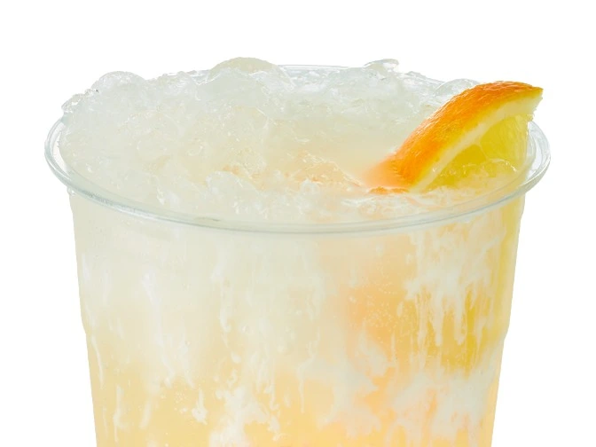 Swig Island Time Fresca with passion fruit, orange, mango puree, coconut cream, 60-240 cal, $3.70.