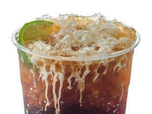 Swig Just Peachy Coke Zero Sugar with pineapple, peach puree, fresh lime, coconut cream, 60-220 cal.